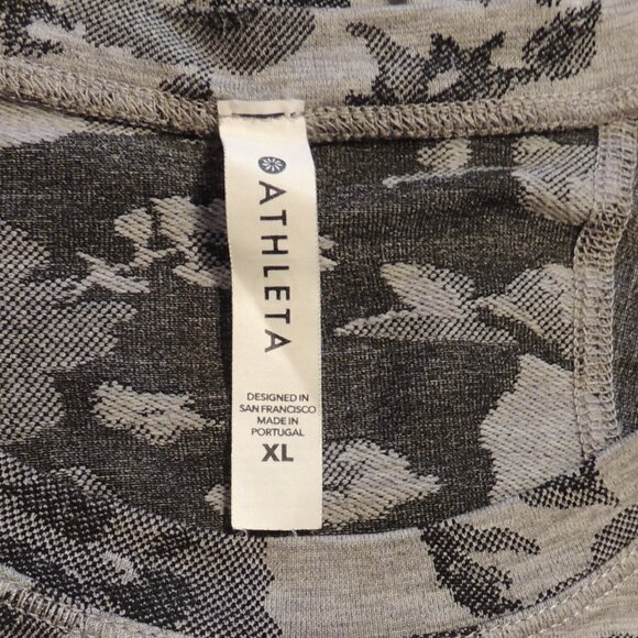 Athleta Shirt Woman X Large Black Gray Floral Pattern Long Sleeve Shirt - Picture 4 of 5